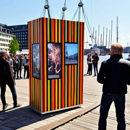 Home 4 **
An outdoor sound art installation during the Hamburger Hafengeburtstag. Focus on visitors interacting with the installation and creating sounds through their movements. The setting should be the vibrant Hamburg harbor.
**