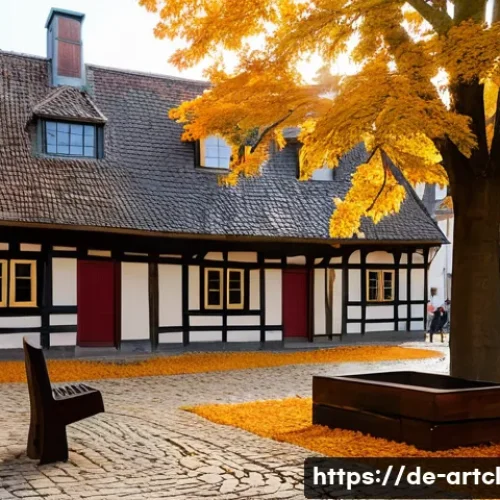 Home 17 사운드 아트와 문화적 정체성의 표현 - A serene outdoor sound art installation in a traditional German village square during early autumn, ...