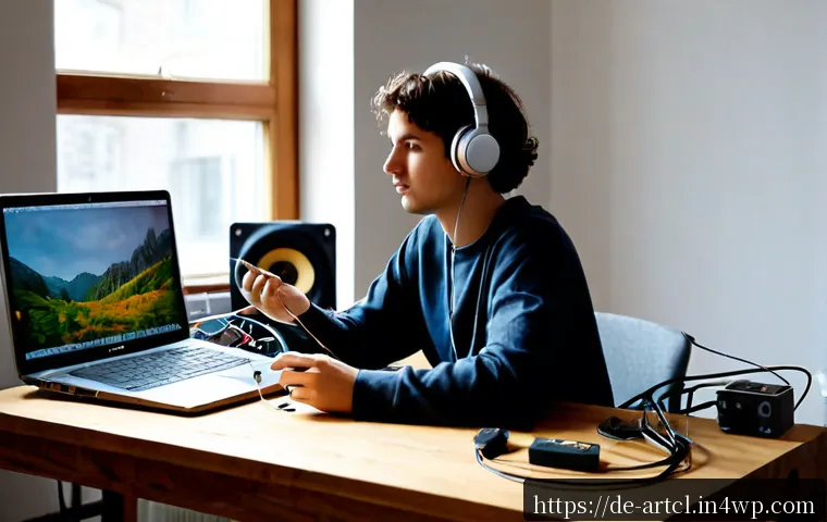 사운드 아트 프로젝트 결과 발표 준비하기 - Photorealistic scene of a German sound art student preparing a final presentation in a clean Berlin ...